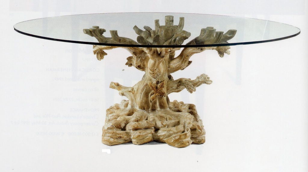 A tree trunk table