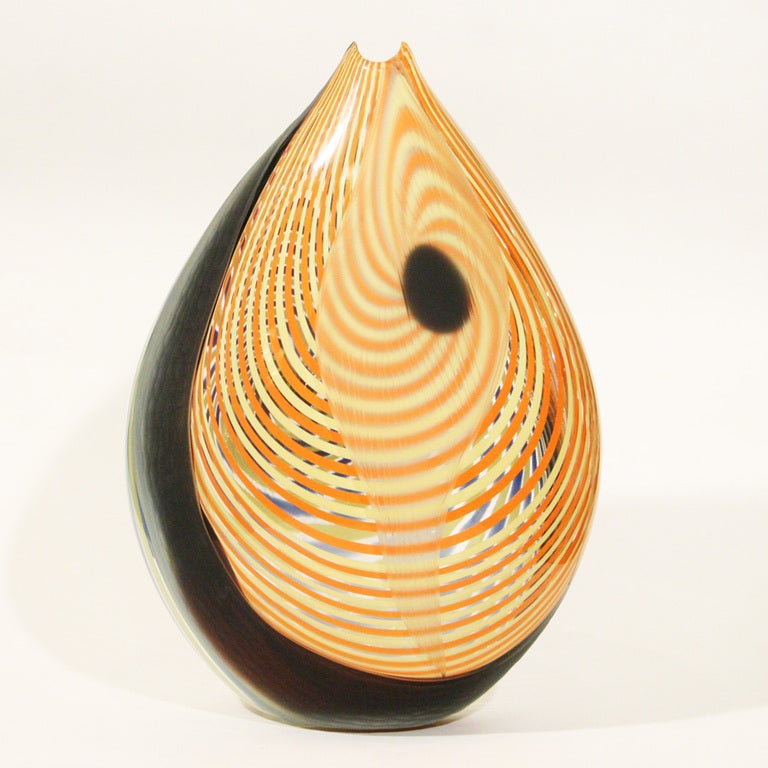 Italian Blown Murano Glass Vase By Romano Dona
