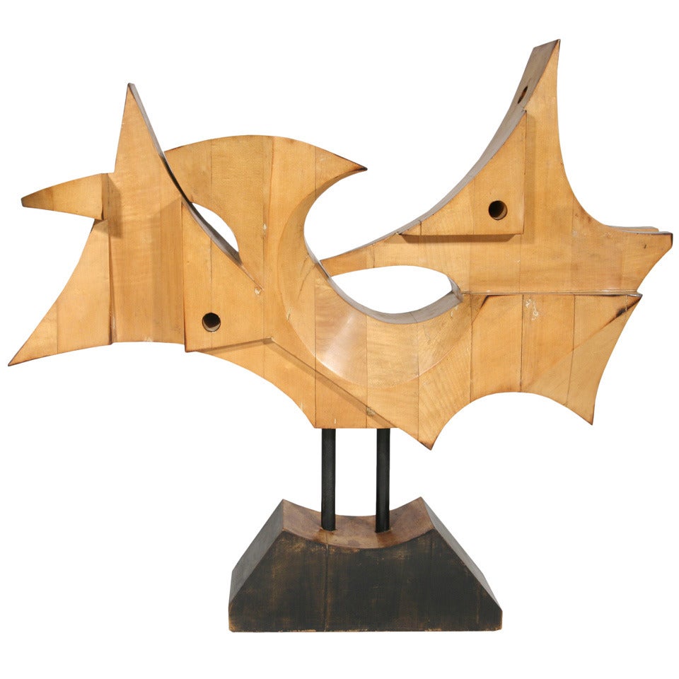 1940s Italian Design Carved Wooden Sculpture