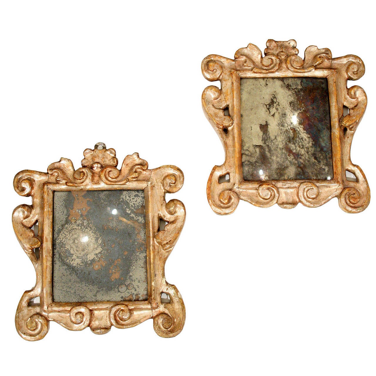 Pair of 18th Century Carved Italian Mirrors For Sale