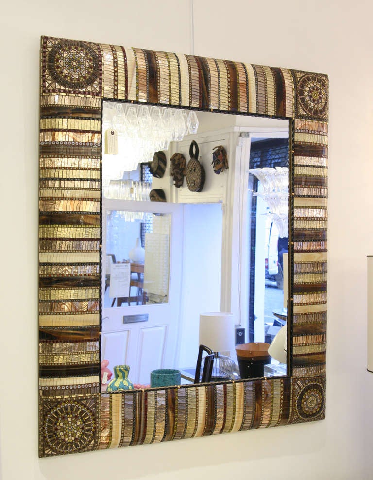 Preciously decorated mirror with blown glass by Dusciana Bravura Made in Murano Italy. 