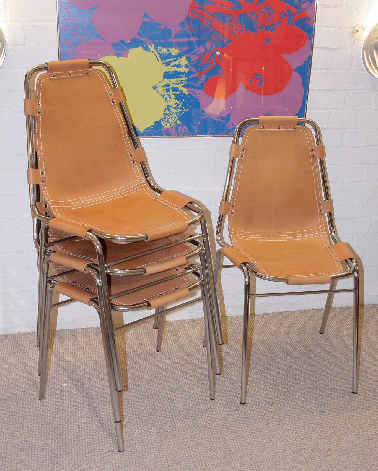 Set of Four Charlotte Perriand Les Arcs Chairs In Excellent Condition For Sale In London, GB