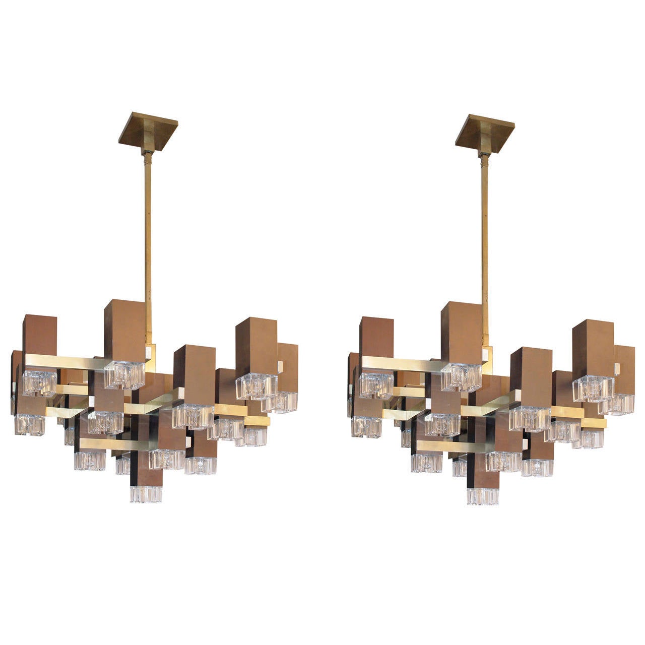 Pair of Gaetano Sciolari Design Ceiling Lights For Sale