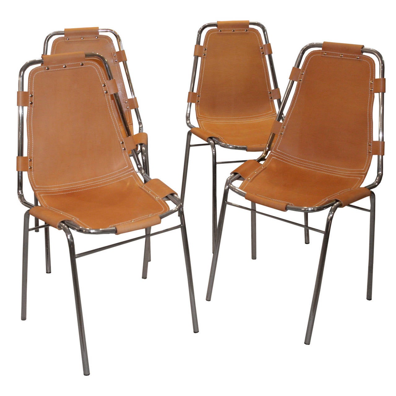 Set of Four Charlotte Perriand Les Arcs Chairs For Sale