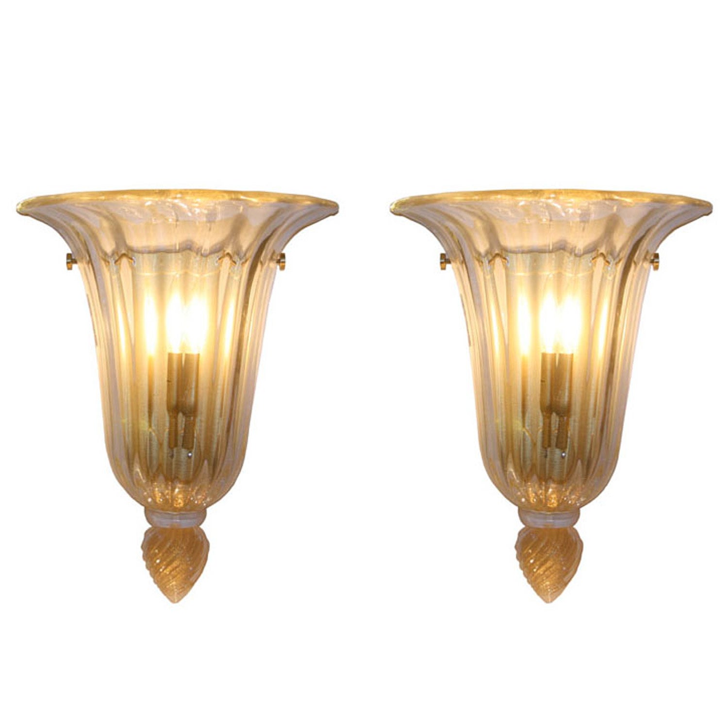 A Pair Of Barovier And Toso Wall Lights For Sale