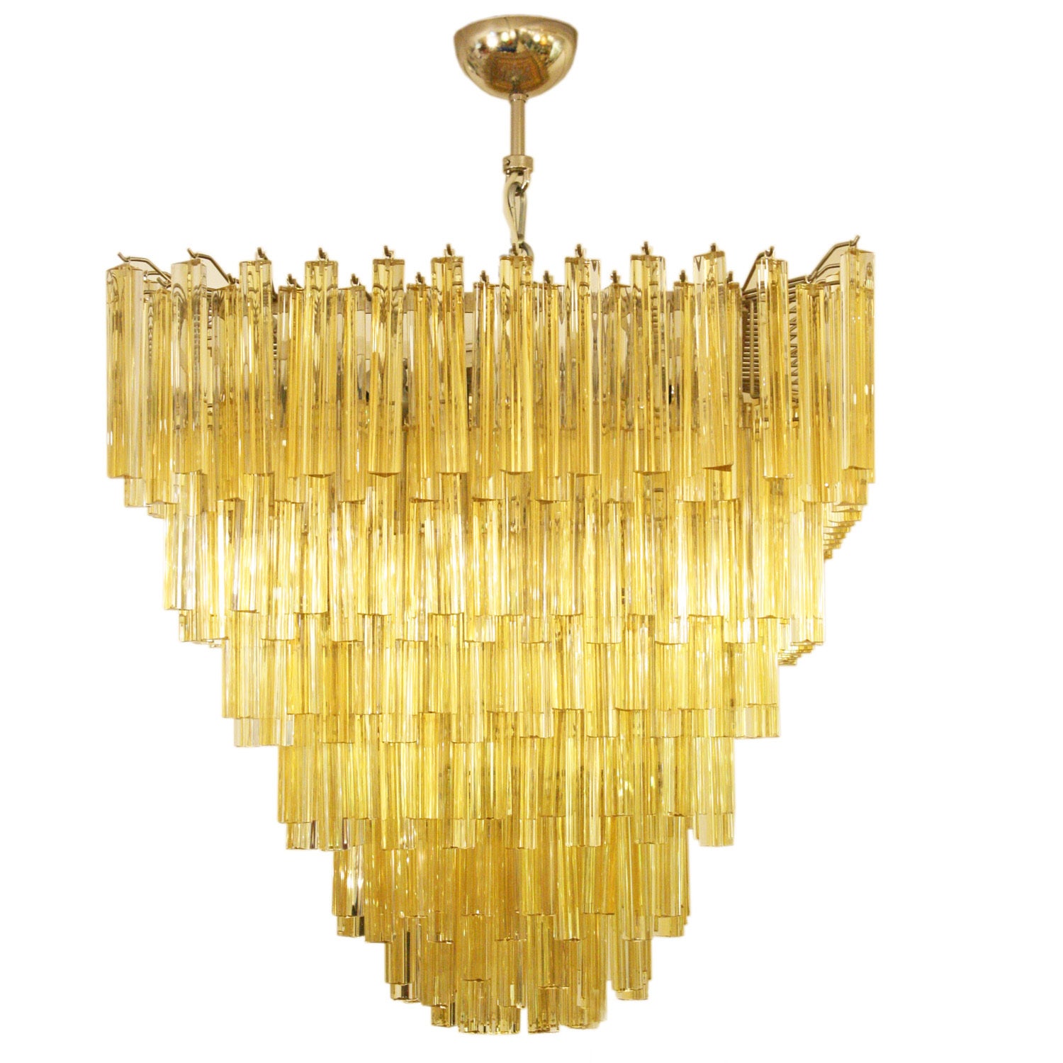 An Outstanding Square Amber Clear  Venini Triedri Ceiling Light For Sale