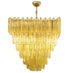 An Outstanding Square Amber Clear  Venini Triedri Ceiling Light