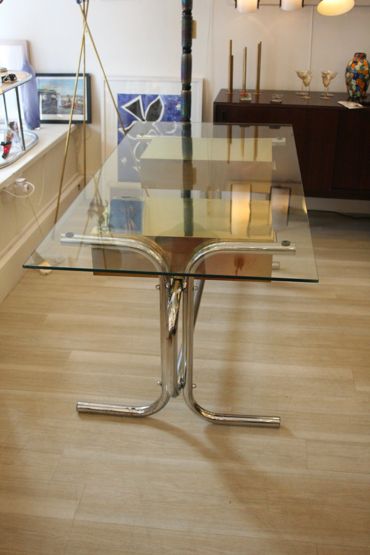 1960s Italian Tubular Frame Desk In Excellent Condition For Sale In London, GB