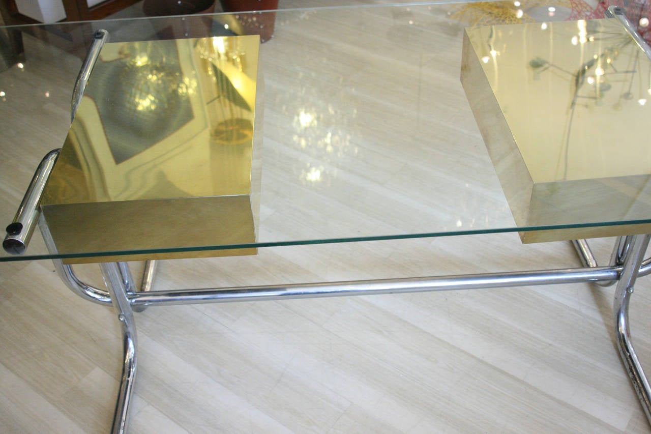 Mid-20th Century 1960s Italian Tubular Frame Desk For Sale