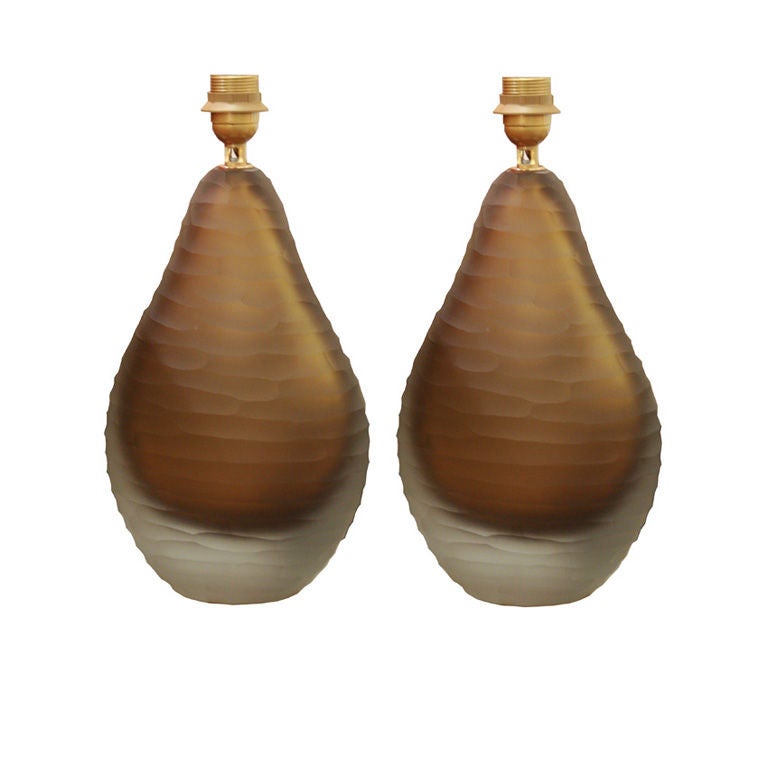 A pair of "Battuto" Murano table lamps