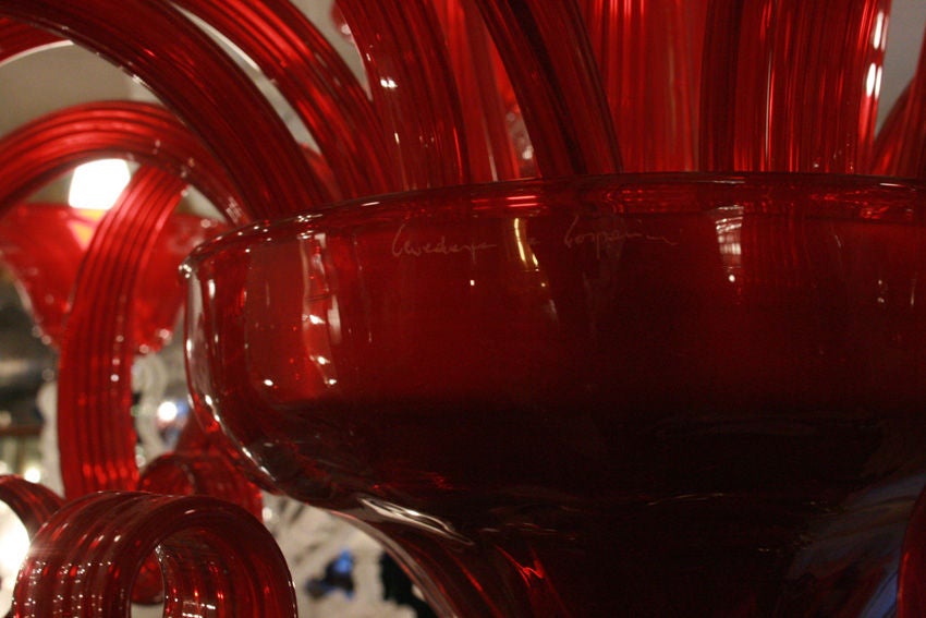 Blown Glass Ruby red venetian Chandelier