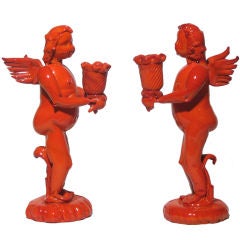 A pair of Murano "Angel" candle holders