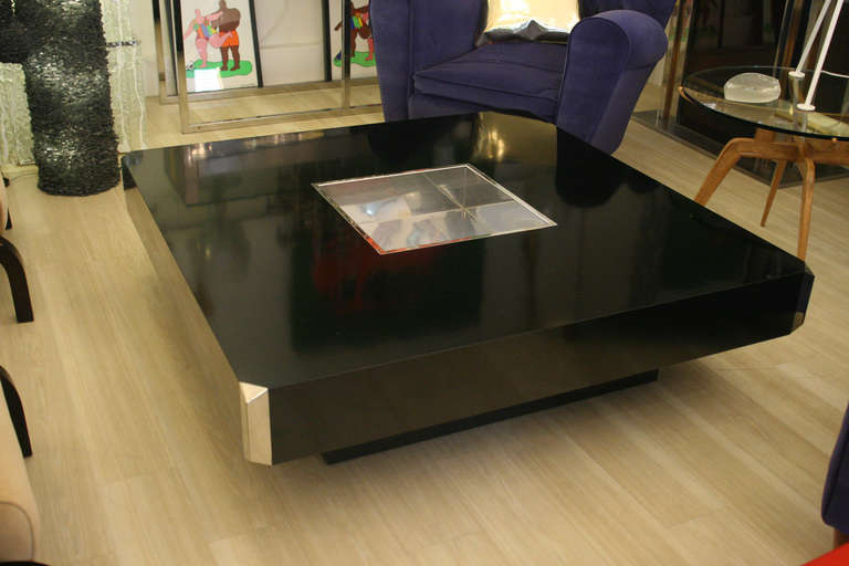 Large Square Willy Rizzo Cocktail or Coffee Table