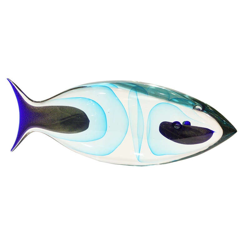 Unique Murano Glass Fish Sculpture For Sale