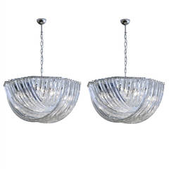Pair of Loops Murano Glass Ceiling Lights