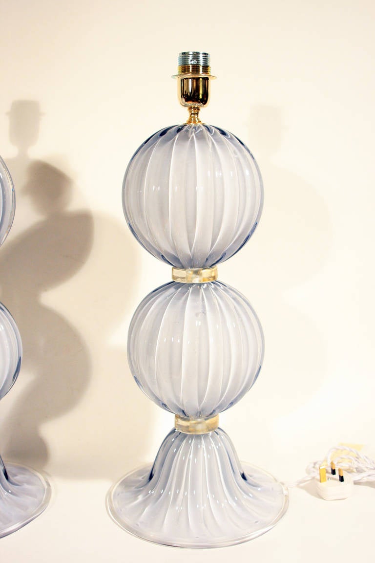 Italian Pair of Murano Table Lights For Sale