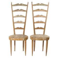 A Pair Of 1950s Elegant High Back Side Chairs