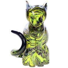 Murano Glass Cat Sculpture by Pino Signoretto