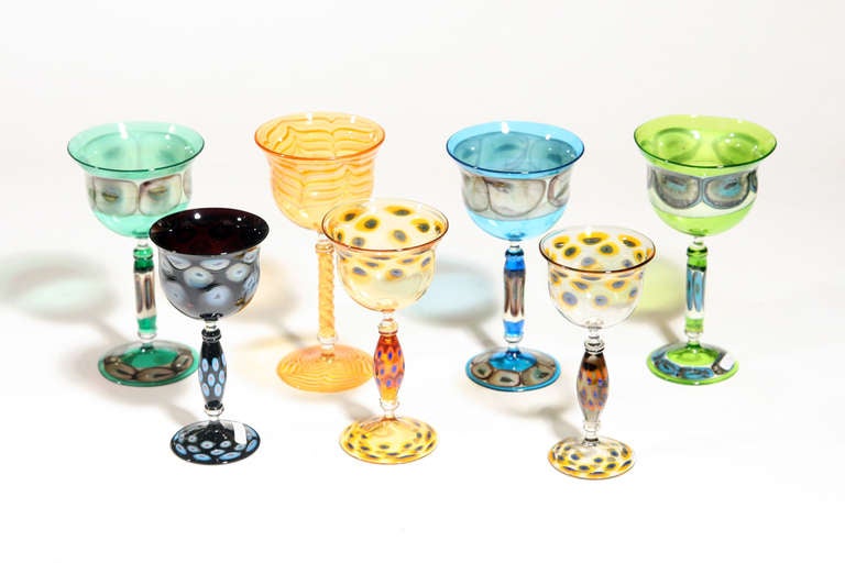 Multicolor blown Murina glasses by. C. Fuga. Made in Italy Murano

1,2,3 sold.

4,5,6,7 available
