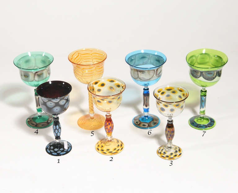 Italian Multicolor Blown Murina Glasses For Sale