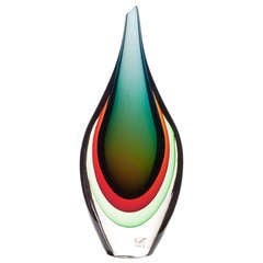 Murano 'Sommerso' Art Glass Vase