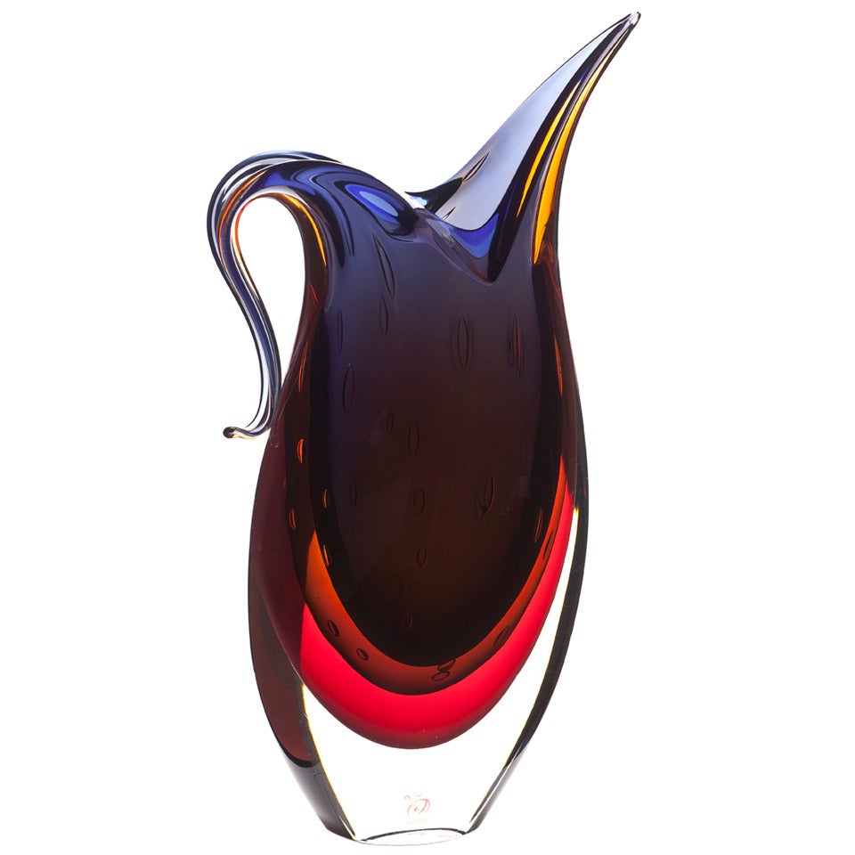 Murano 'Sommerso' Art Glass Vase