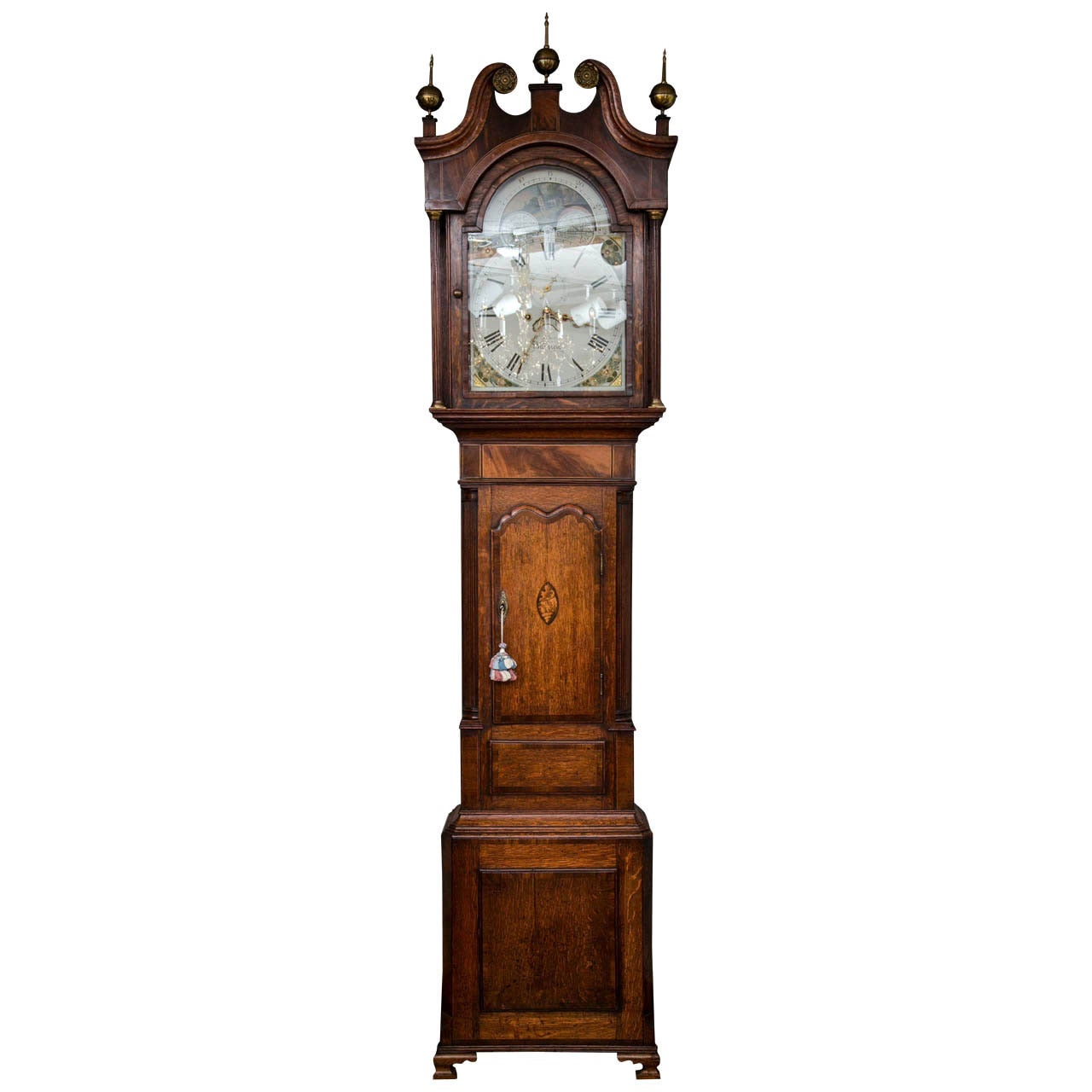 George III Oak and Mahogany Tall Case Clock