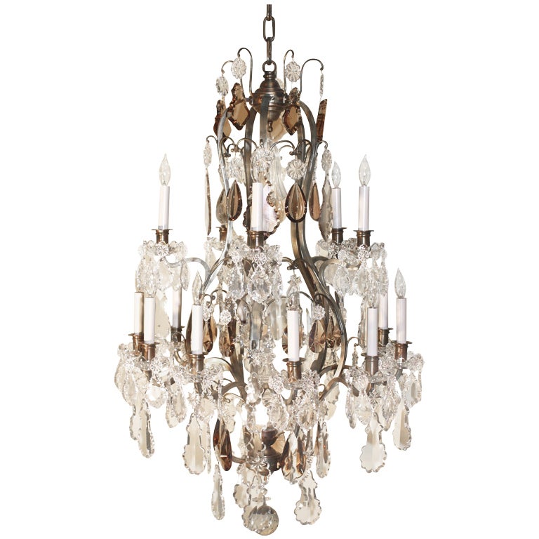 Louis XV Style Gilt Bronze and Crystal Fifteen-Light Chandelier For Sale
