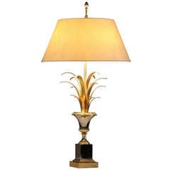 XL High End Regency  Maison Charles Bronze Palm-motif Lamp