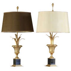 Set Of High End Maison Charles Bronze Palm-motif Lamps