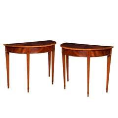 Custom English Mahogany Demilune Table 7