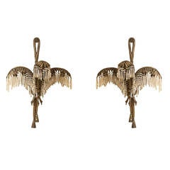 Pair of Bronze Antique Palm Leaf French Sconces