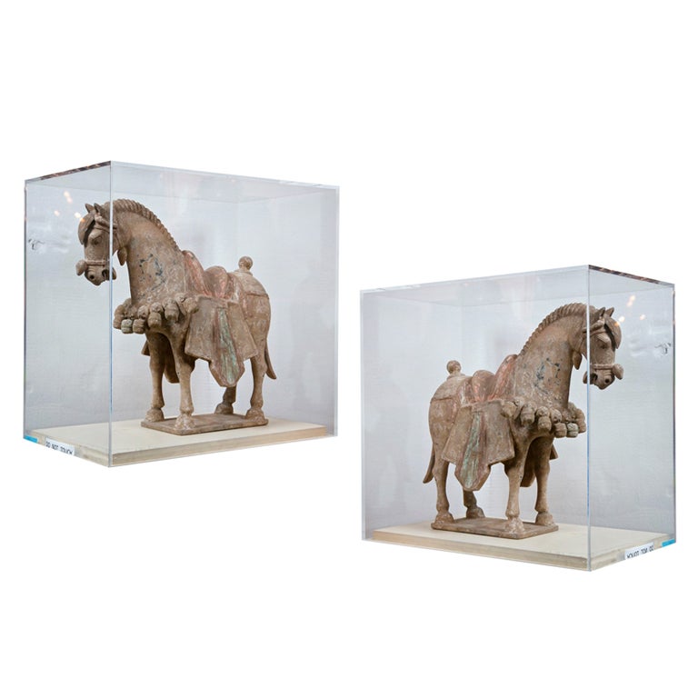Pair of Northern Wei Pottery Horses Approx 520 A.D.