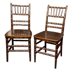 Pair of Chinoiserie Faux Bamboo Dining Chairs