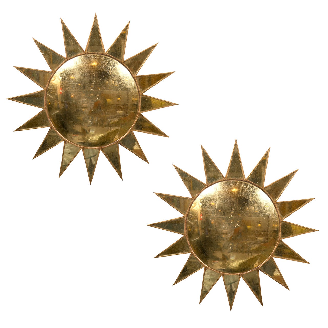 Pair of Mid-Century Modern Sunburst Mirrors