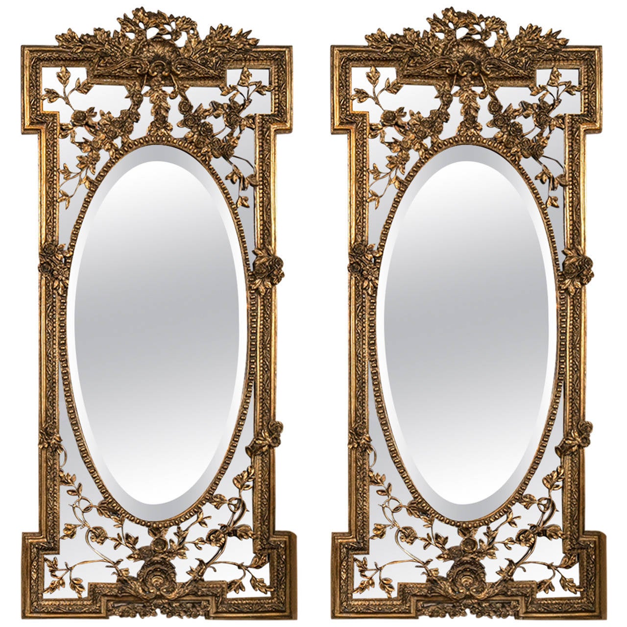Pair of Belle Epoque Style Beveled Mirrors