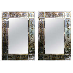 Pair of Verne Eglomise Mirrors by Jansen