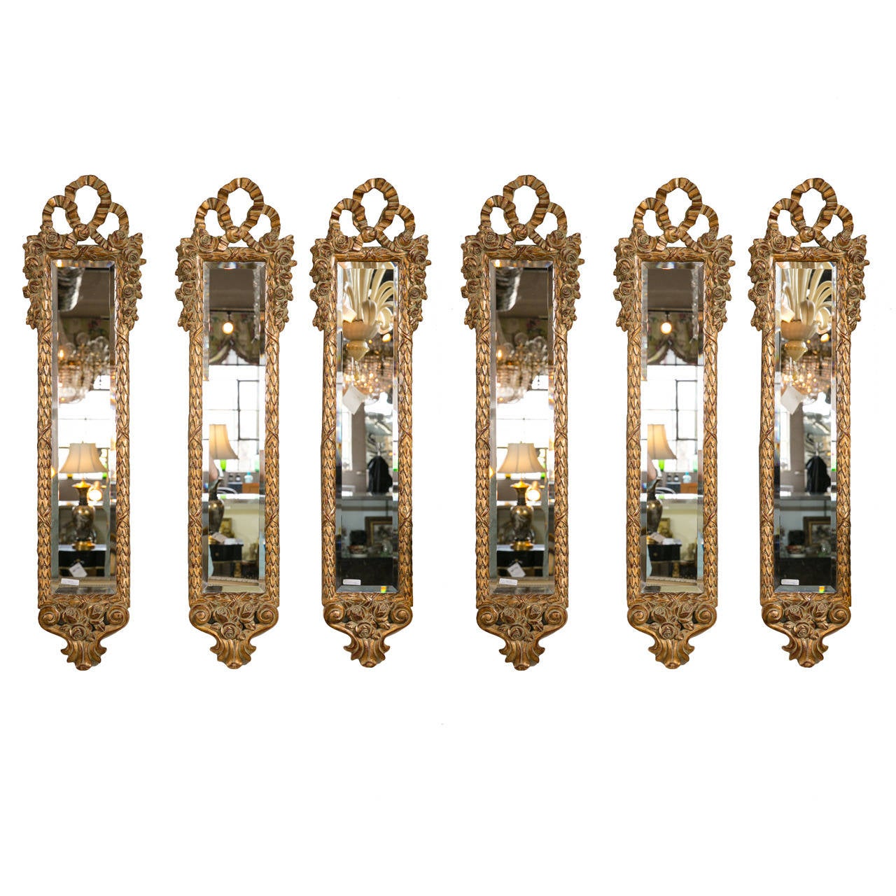 Set of Six Italian Carved Giltwood Mirrors