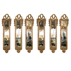 Set of Six Italian Carved Giltwood Mirrors