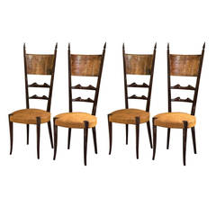 Vintage Set of Four Aldo Tura High Back Side Chairs