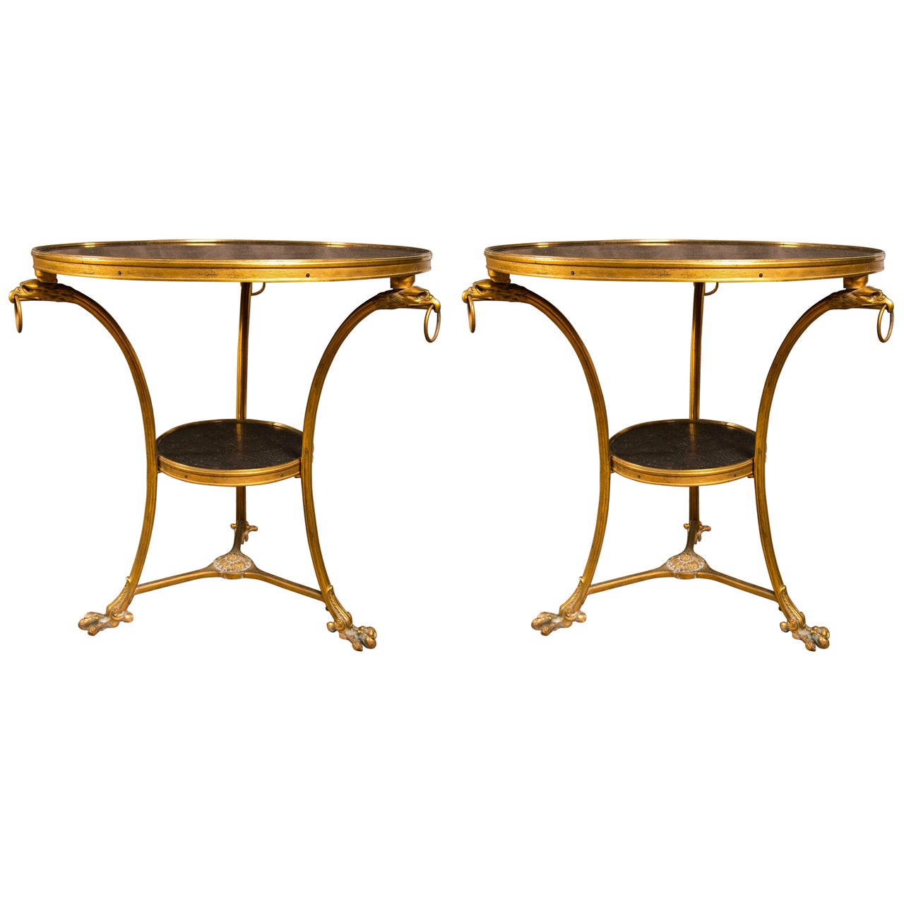 Pair of Empire Style Marble-Top Gueridons