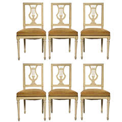 Set of 6 Louis XVI Painted Dining Side Chairs