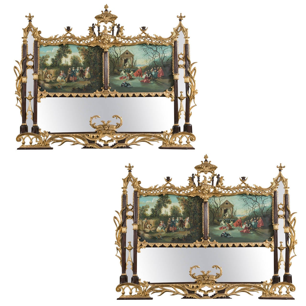 Pair of Palatial Chinese Chippendale Style Mirrors