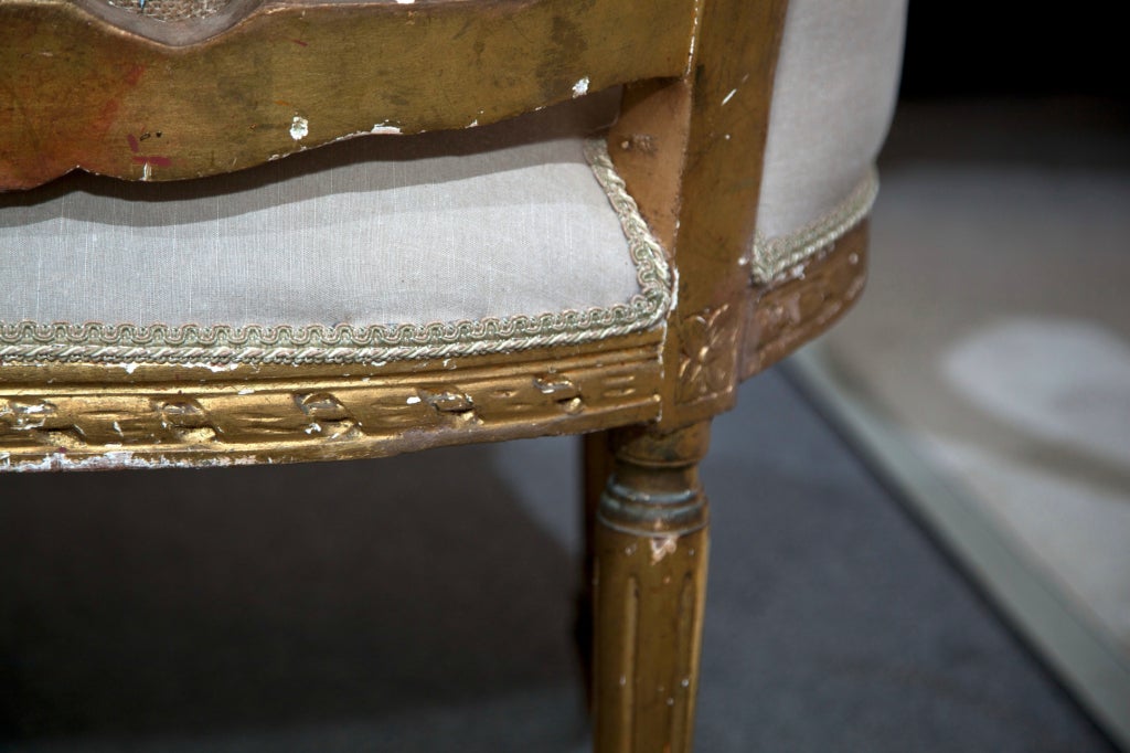 Pair of French Louis XV Gilded Bergere Chairs 3