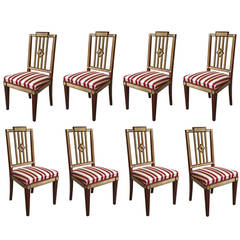 Set of Eight Russian Neoclassical Style Dining Chairs