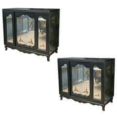 Pair of John Stuart Eglomise Commode Cabinets 12