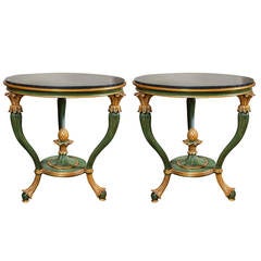 Vintage Pair of Hollywood Regency Style Gueridon Tables Possibly Baker
