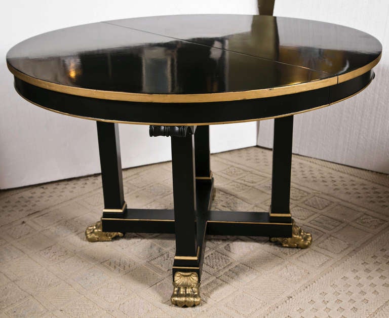 French Empire Style Ebonized Dining Table by Jansen