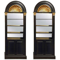 Pair of Ebonized, Mirrored, Back Cabinets by Maison Jansen