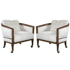 Pair of Mid-Century Club Chairs on Casters 1